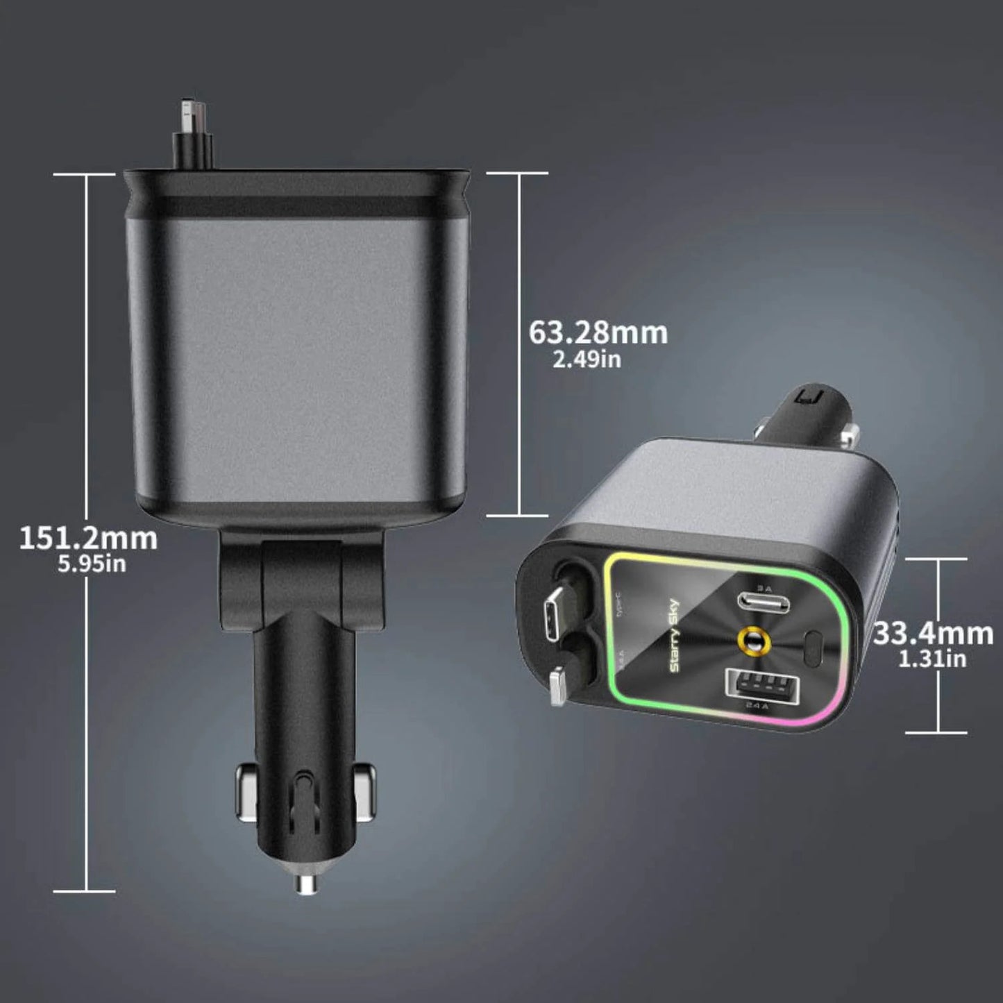 AutoCharge 120W 4-in-1 Lader – Super-Snel, RGB Sterrenhemel