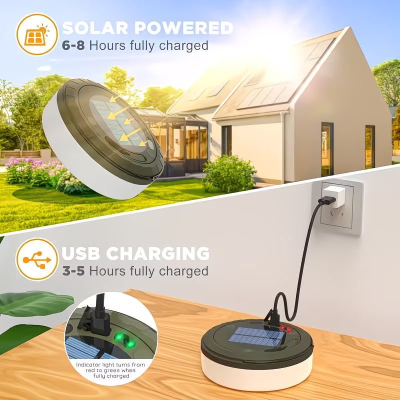 Opvouwbare Camping Lamp – Solar & USB Oplaadbaar